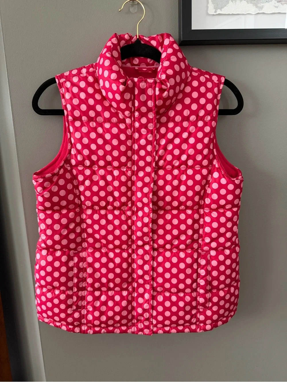 GAP Kids Hot Pink Polka Dot Puffer Vest. XXL